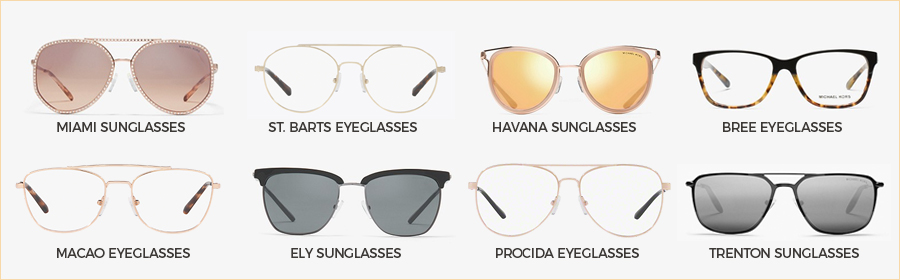 Popular Michael Kors eyeglasses and sunglasses