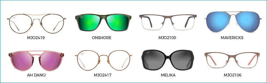 Popular Maui Jim eyeglasses and sunglasses
