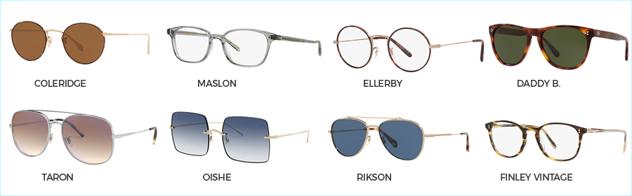 Popular Oliver Peoples eyeglasses and sunglasses