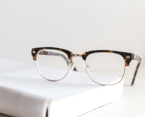 brown acetate frame eyeglass