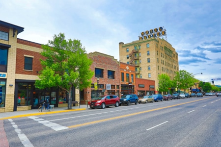 Bozeman-MT Commercial building with cars in Bozeman Montana