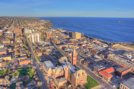 Duluth-MN Cityscape view Duluth MN along Lake Superior