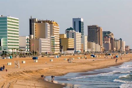 VirginiaBeach Urban view of Virginia Beach VA along the shore