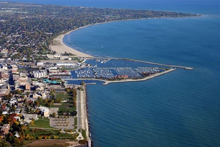 racie-wi Racine Wisconsin aerial view of harbor