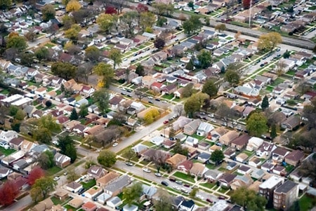 An,Aerial,View,Of,A,Subdivision,In,Ashburn,,Il,,6 Ashburn IL subdivision aerial view near Chicago